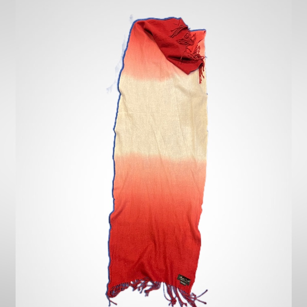 Claudia Nichole Red and Cream  Cashmere Scarf